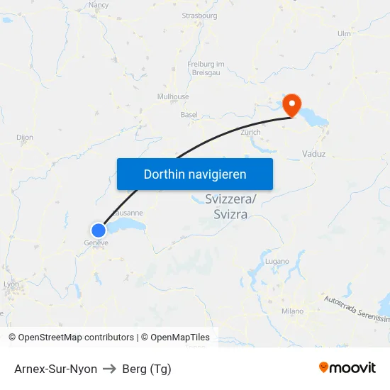 Arnex-Sur-Nyon to Berg (Tg) map