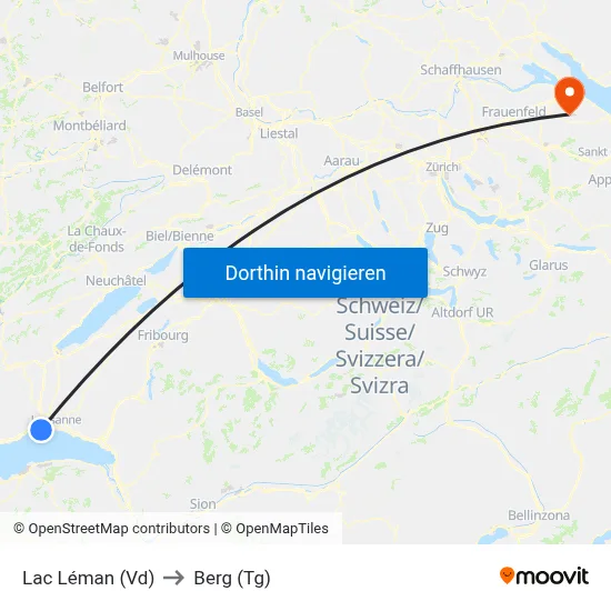 Lac Léman (Vd) to Berg (Tg) map