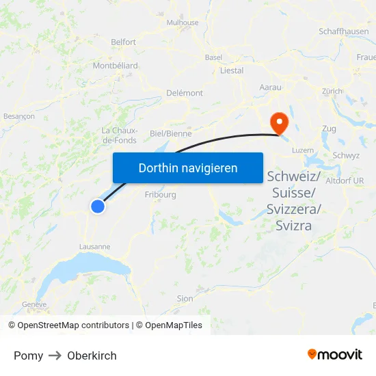 Pomy to Oberkirch map