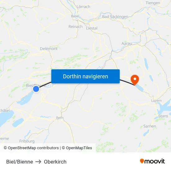 Biel/Bienne to Oberkirch map