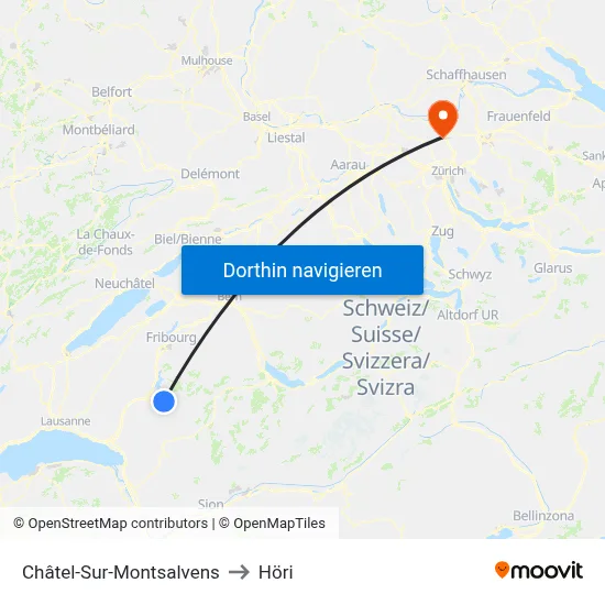 Châtel-Sur-Montsalvens to Höri map