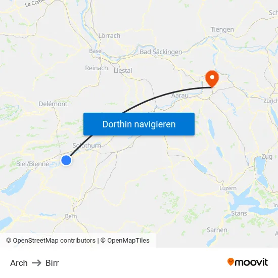 Arch to Birr map