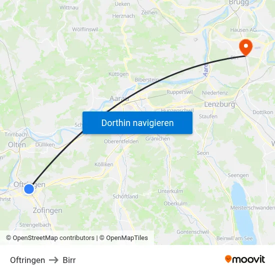Oftringen to Birr map