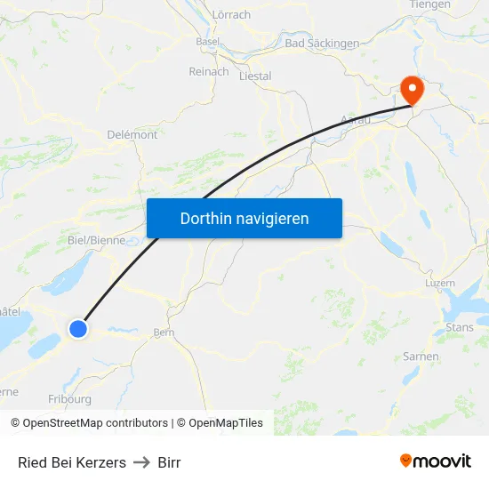 Ried Bei Kerzers to Birr map