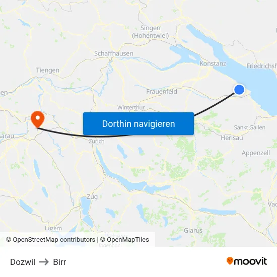 Dozwil to Birr map