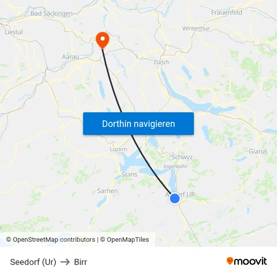 Seedorf (Ur) to Birr map