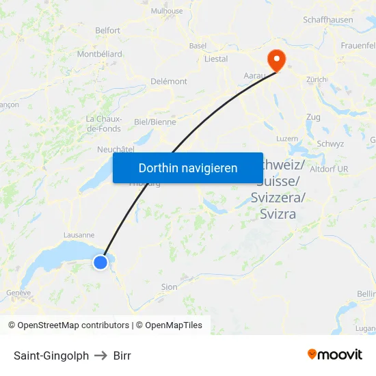 Saint-Gingolph to Birr map