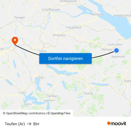 Teufen (Ar) to Birr map
