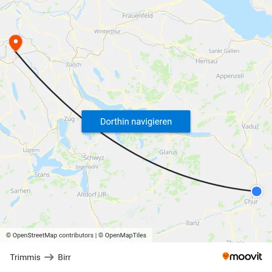 Trimmis to Birr map