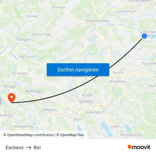 Eschenz to Birr map