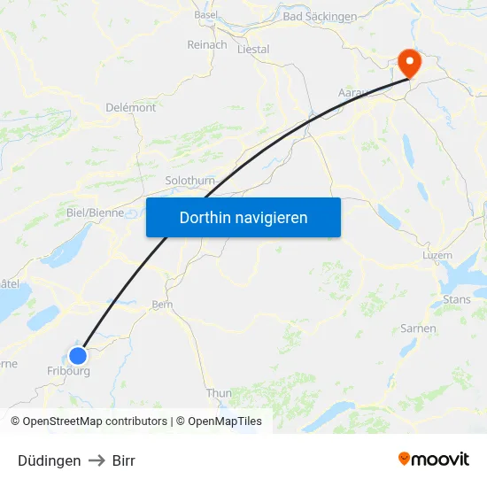 Düdingen to Birr map