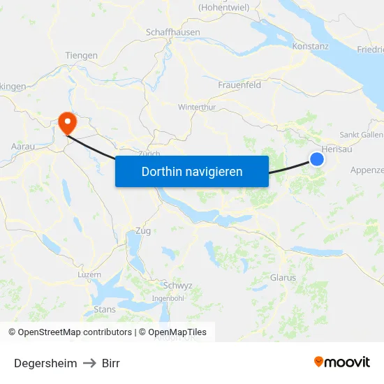 Degersheim to Birr map