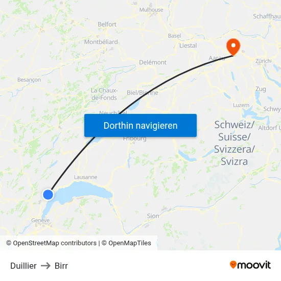 Duillier to Birr map
