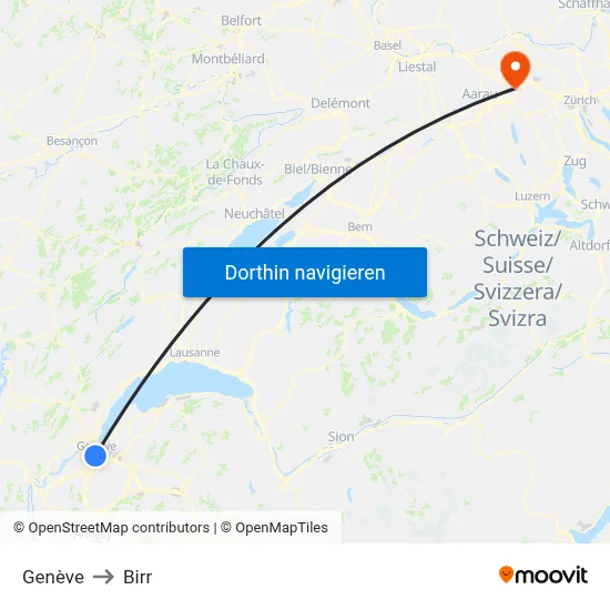 Genève to Birr map