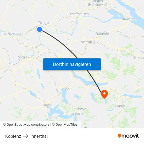 Koblenz to Innerthal map