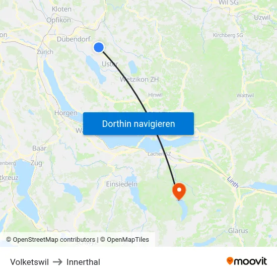 Volketswil to Innerthal map