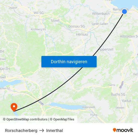 Rorschacherberg to Innerthal map