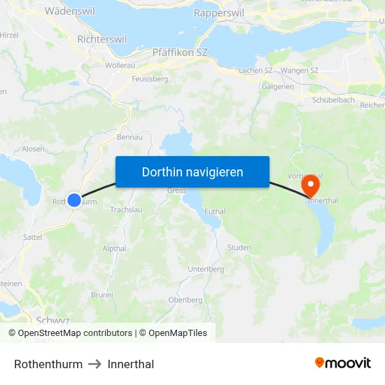 Rothenthurm to Innerthal map