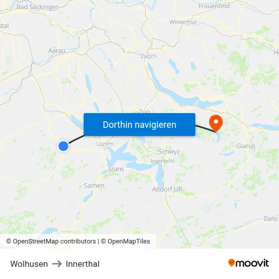 Wolhusen to Innerthal map
