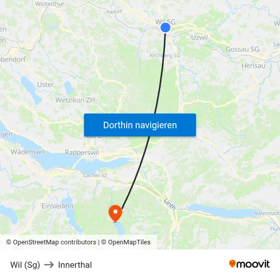 Wil (Sg) to Innerthal map