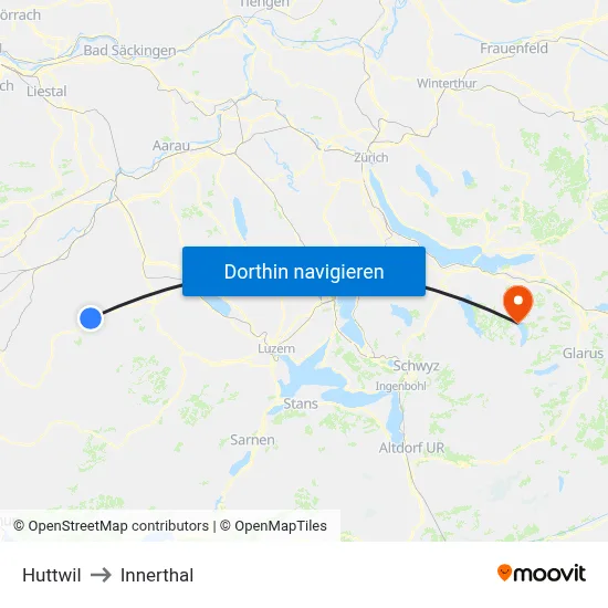 Huttwil to Innerthal map