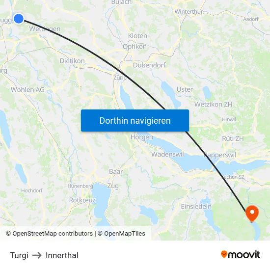 Turgi to Innerthal map