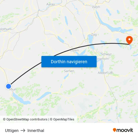 Uttigen to Innerthal map