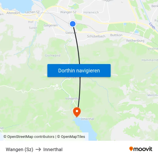 Wangen (Sz) to Innerthal map