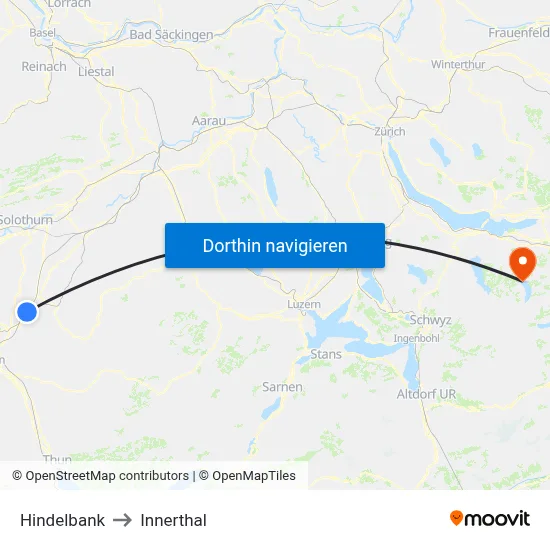 Hindelbank to Innerthal map