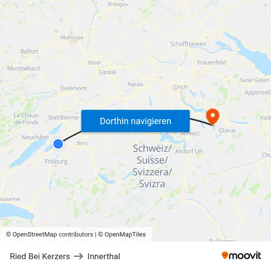 Ried Bei Kerzers to Innerthal map