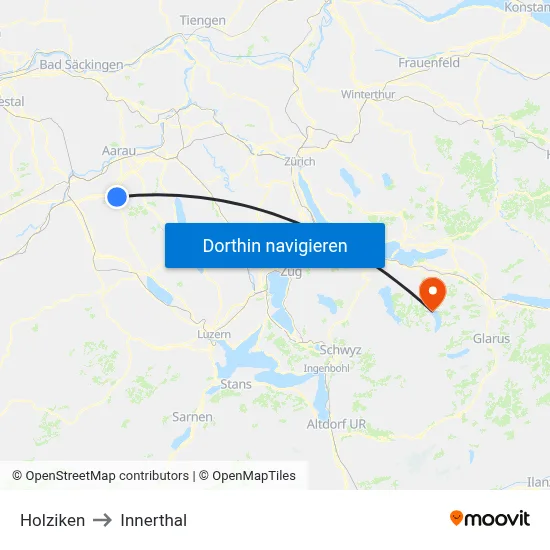 Holziken to Innerthal map
