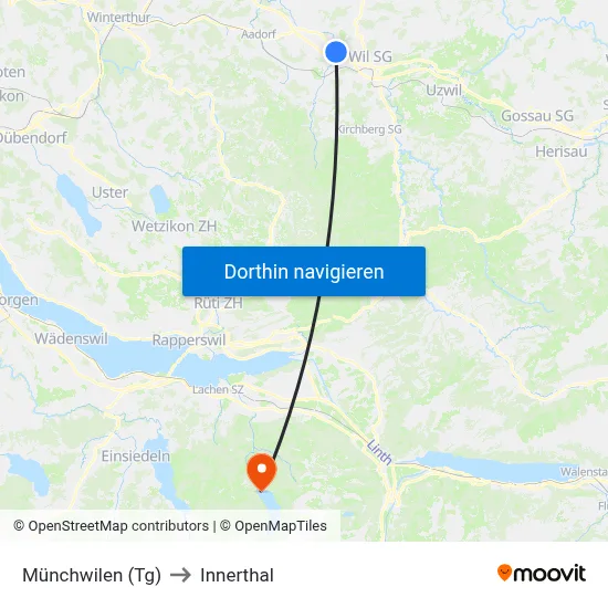 Münchwilen (Tg) to Innerthal map