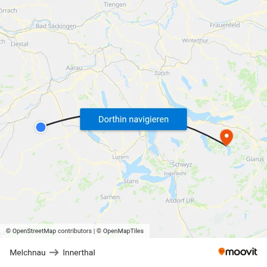Melchnau to Innerthal map