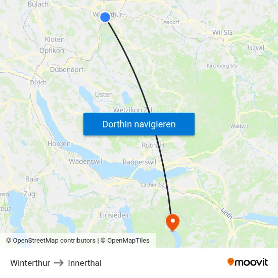 Winterthur to Innerthal map