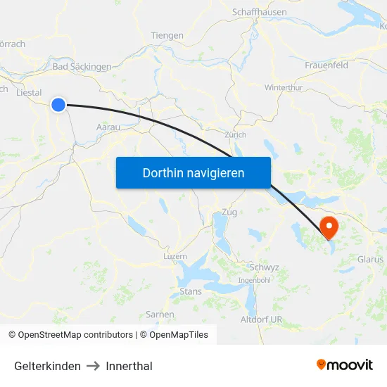 Gelterkinden to Innerthal map