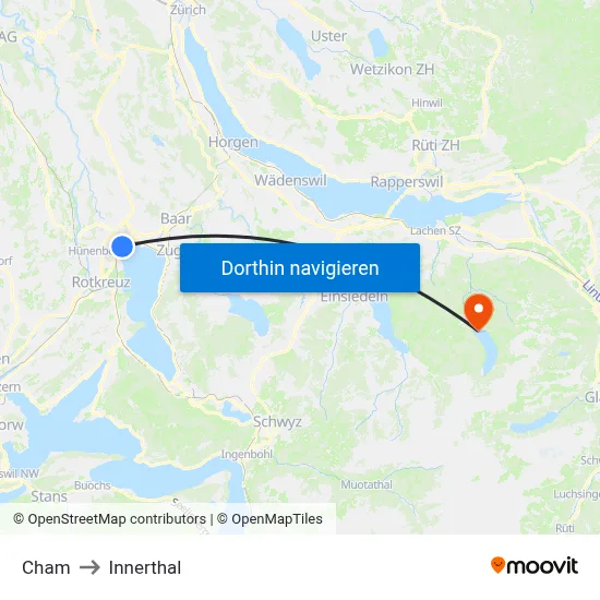 Cham to Innerthal map