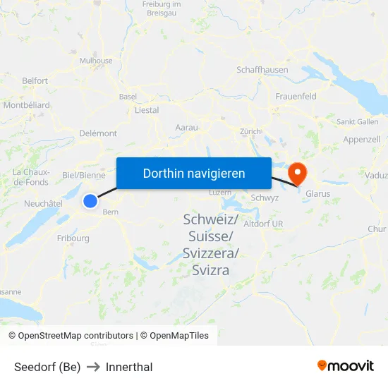 Seedorf (Be) to Innerthal map