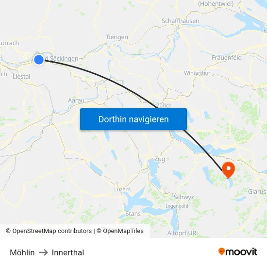 Möhlin to Innerthal map