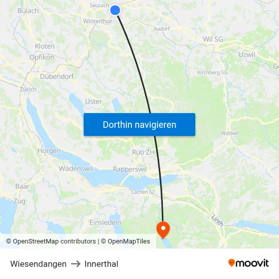 Wiesendangen to Innerthal map