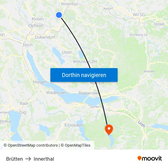 Brütten to Innerthal map