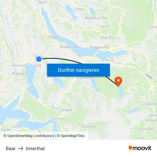 Baar to Innerthal map