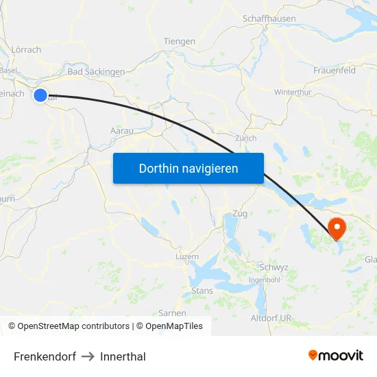 Frenkendorf to Innerthal map