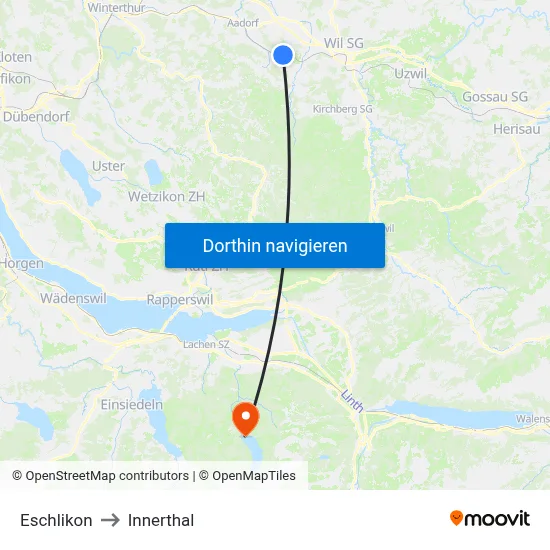 Eschlikon to Innerthal map