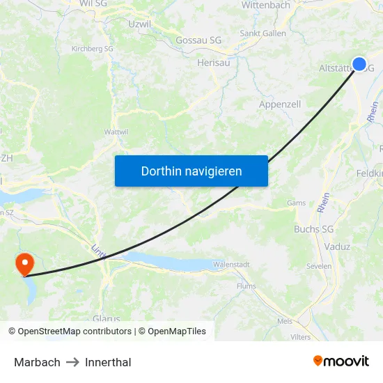 Marbach to Innerthal map
