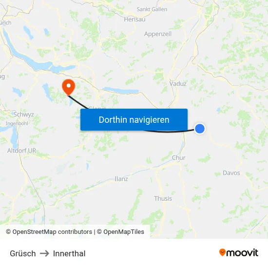 Grüsch to Innerthal map