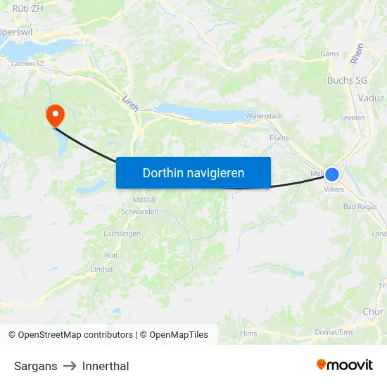 Sargans to Innerthal map