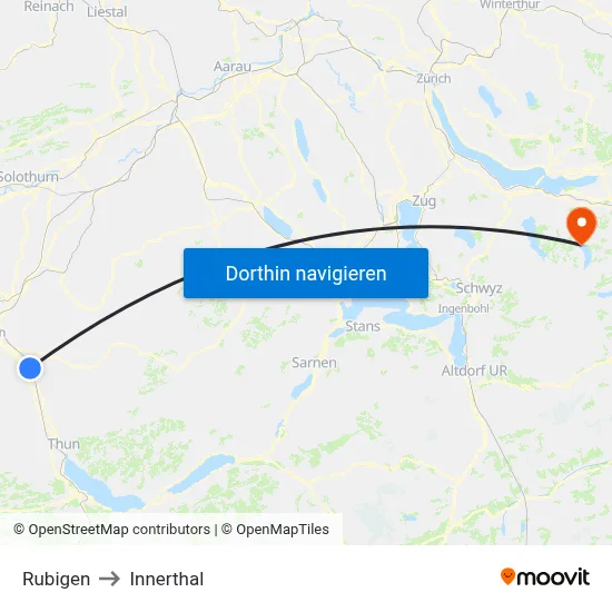 Rubigen to Innerthal map