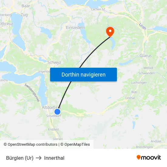 Bürglen (Ur) to Innerthal map