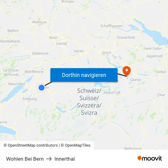 Wohlen Bei Bern to Innerthal map