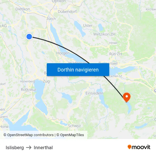 Islisberg to Innerthal map
